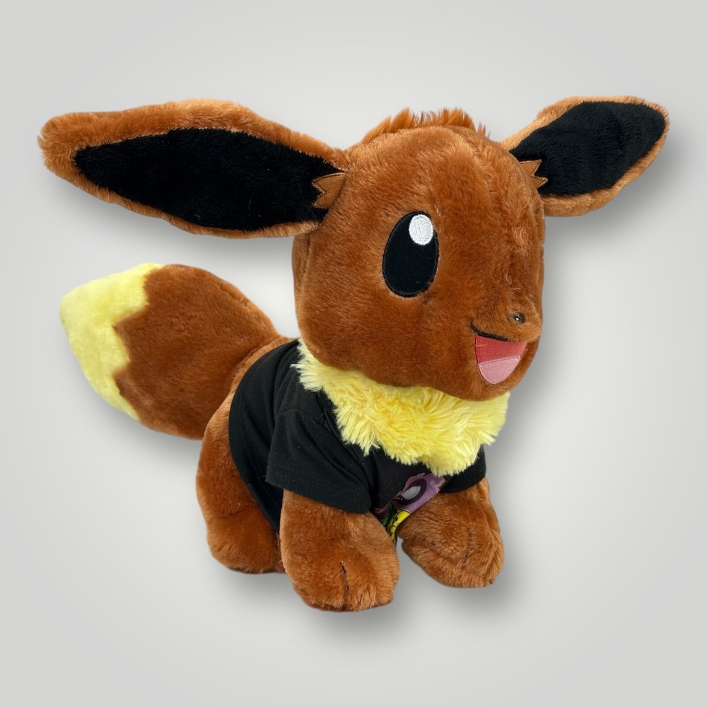 Build A Bear Eevee Pokemon 17" Stuffed Plush Toy w Halloween Black Shirt